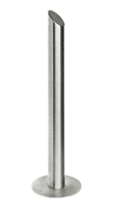 Angled top stainless steel round post&comma; 1m