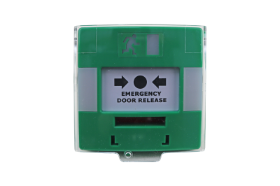 Triple-pole resettable emergency door release with light and sounder