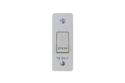 Plastic exit button&comma; narrow&comma; surface mount