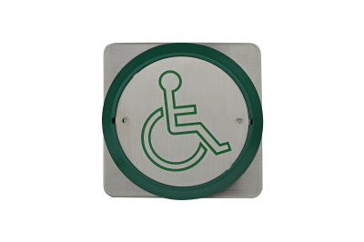 All-active wheelchair logo exit button&comma; surface mount