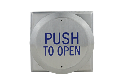 Large all-active PUSH TO OPEN exit button&comma; flush mount