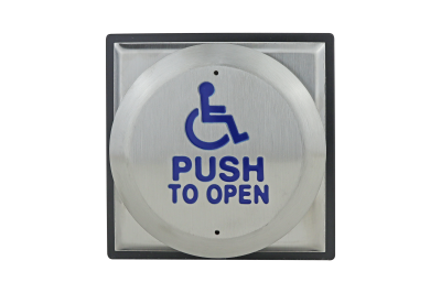 Large all-active wheelchair logo & PUSH TO OPEN exit button&comma; surface mount